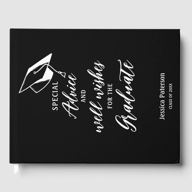 Special Wishes Advices For The Graduate Black Guest Book (Front)