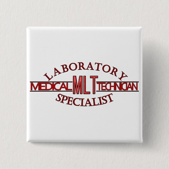 SPECIALIST LAB MLT MEDICAL LABORATORY TECHNICIAN 2 INCH SQUARE BUTTON (Front)