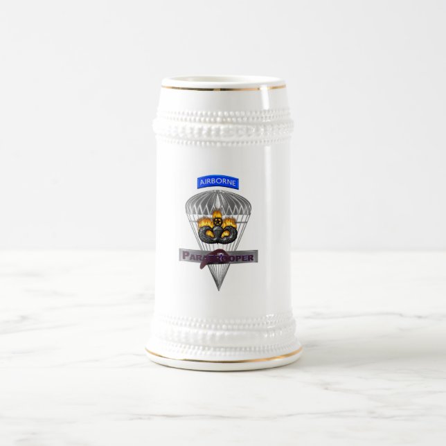 Specially Designed Airborne Paratrooper Logo Beer Stein (Center)