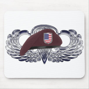Specially Designed Beret on Basic Airborne Wings Mouse Pad