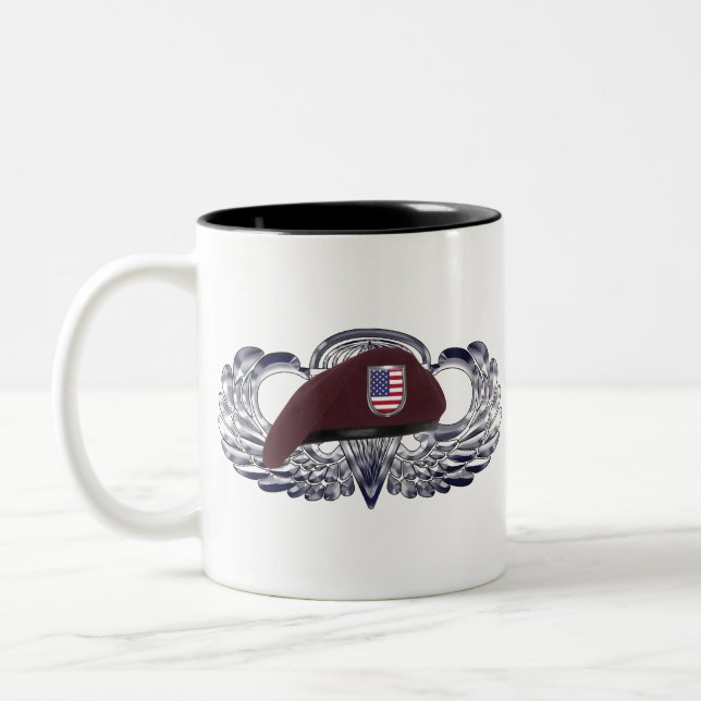 Specially Designed Beret on Basic Airborne Wings Two-Tone Coffee Mug (Left)