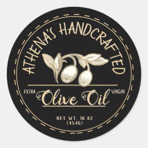 Specialty Food Farmer Market Olive Oil Gold Black Classic Round Sticker