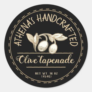Specialty Food Farmers Market Olive Tapenade Black Classic Round Sticker