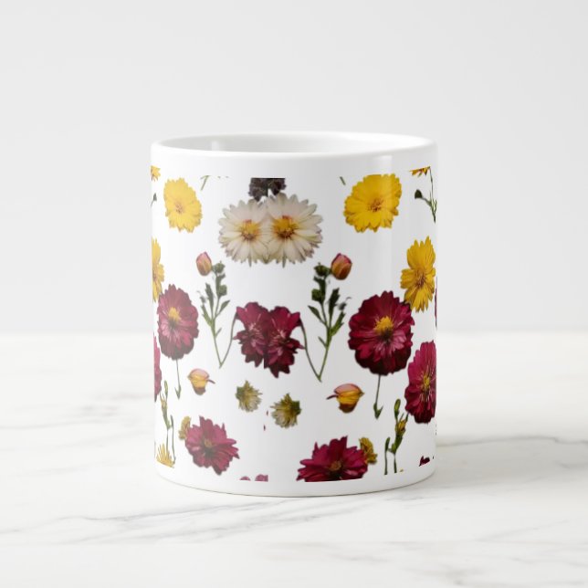 Specialty Jumbo Mug: Floral Explosion Design Large Coffee Mug (Front)