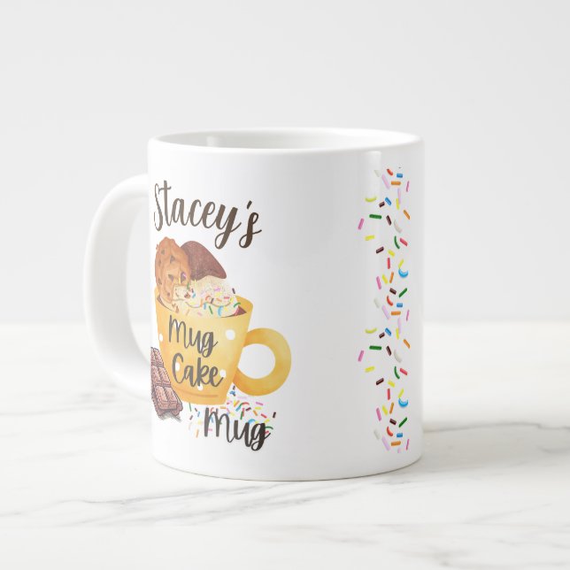 Specialty Mug, Personalizable Name, "Mug Cake Mug" Large Coffee Mug (Front Left)