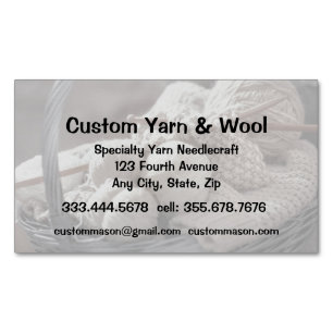 Specialty Yarn Needlecraft Custom Wool Shop Magnetic Business Card