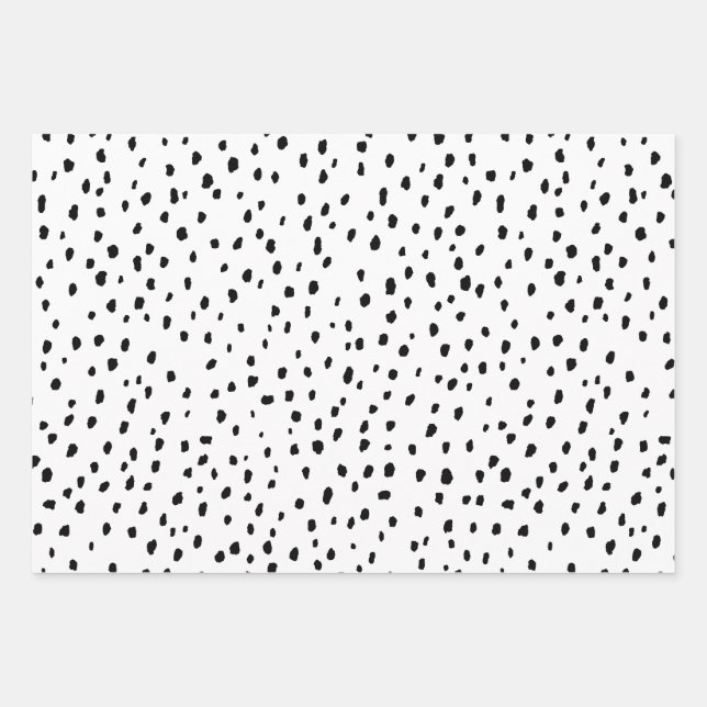 Speckle Dalmatian Pattern (black/white) Wrapping Paper Sheet (Front)