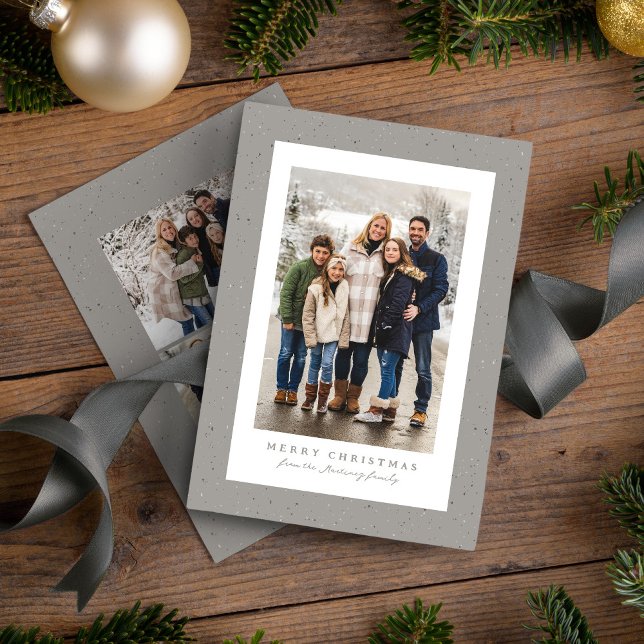 Speckle frame simple neutral Christmas photo Holiday Card (Creator Uploaded)
