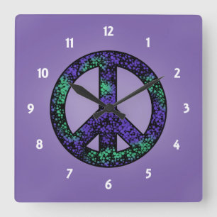 Speckled 3 Peace Sign Clock