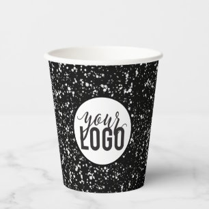 Speckled Black and white Logo Design Paper Cups