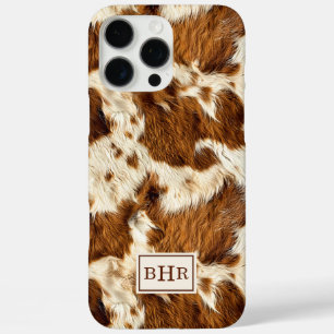 Speckled Brown Cowhide Monogrammed iPhone 16 Pro Max Case