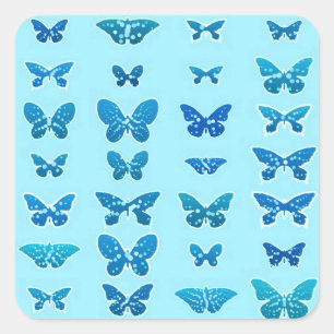 Speckled Butterflies, Cobalt and Sky Blue Square Sticker