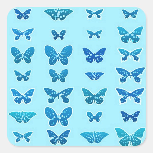 Speckled Butterflies, Cobalt and Sky Blue Square Sticker (Front)