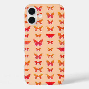 Speckled Butterflies, Orange and Coral iPhone 16 Plus Case
