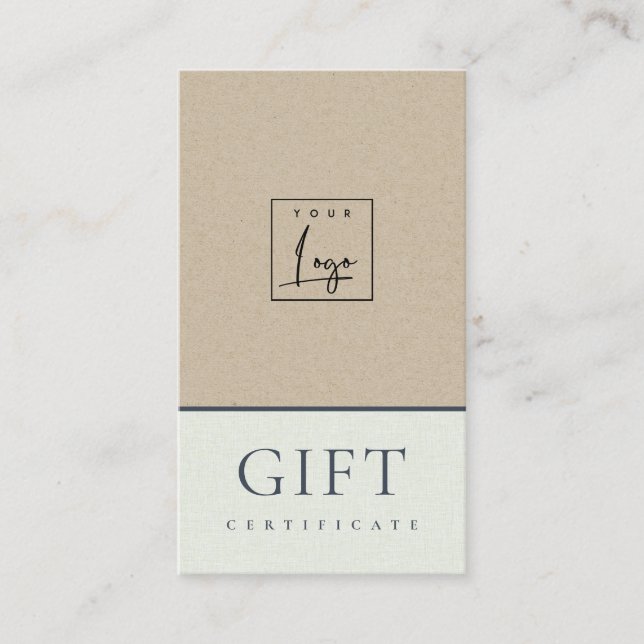 Speckled Ceramic Aqua Kraft Logo Gift Certificate (Front)