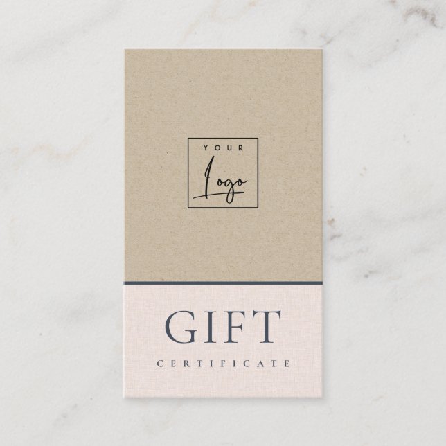Speckled Ceramic Blush Kraft Logo Gift Certificate (Front)