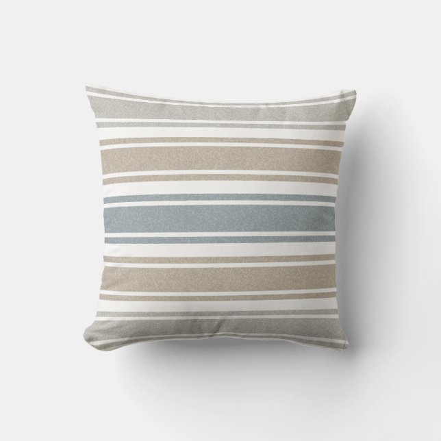 Speckled Coastal Striped Throw Pillow (Front)
