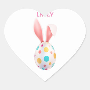  SPECKLED EGG & BUNNY EARS PERSONALIZED   HEART STICKER