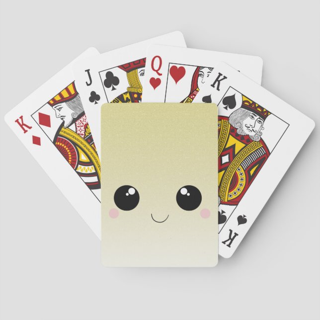 Speckled Faux Glitter-Look Kawaii Face Playing Cards (Back)