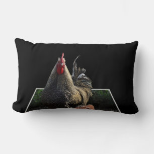 Speckled Fluffy Rooster Lumbar Cushion. Pillow