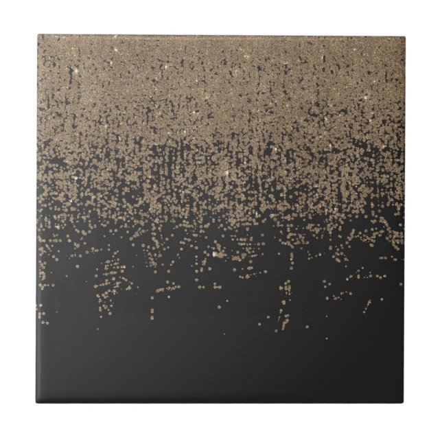 Speckled Gold Glitter Black Ombre Tile (Front)