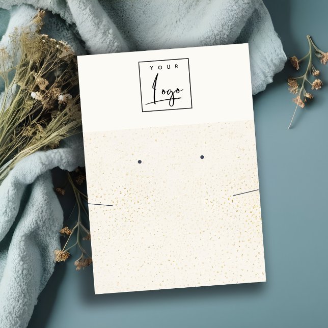 Speckled Gold White Logo Earring Necklace Display Business Card (Creator Uploaded)