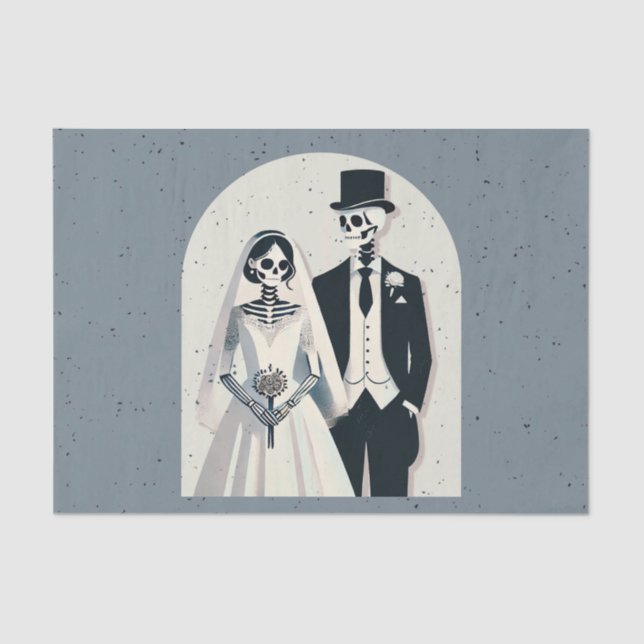 Speckled Grey Skeleton Halloween Gothic Wedding Tissue Paper (Front)