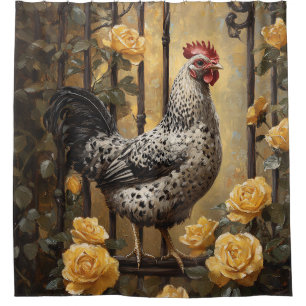 Speckled Hen with Yellow Roses Oil Painting