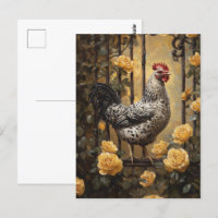 Speckled Hen with Yellow Roses Oil Painting