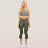 Speckled Moss Green Capri Leggings – Customizable