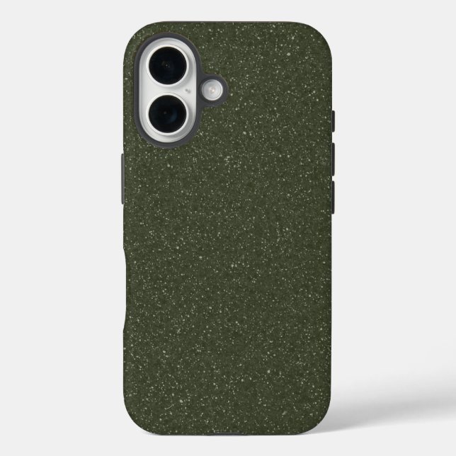 Speckled Moss Green iPhone 16 Case – Customizable (Back)