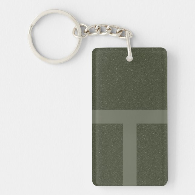 Speckled Moss Green “T” Keychain – Customizable (Front)