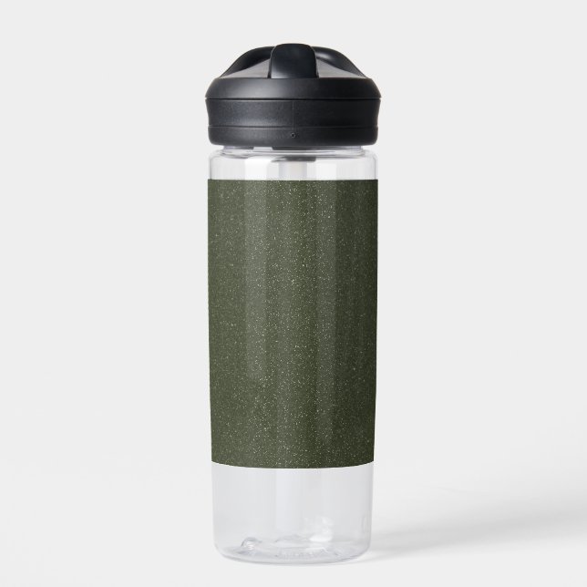 Speckled Moss Green Water Bottle – Customizable (Front)