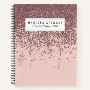 Speckled Rose Gold Glitter on Blush Pink Notebook