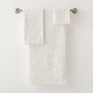 Speckled Spring Fern, Green & Orange Dots Bath Towel Set