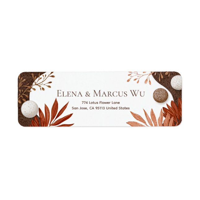 Speckled Stone Earthy Palm Border Return Address (Front)