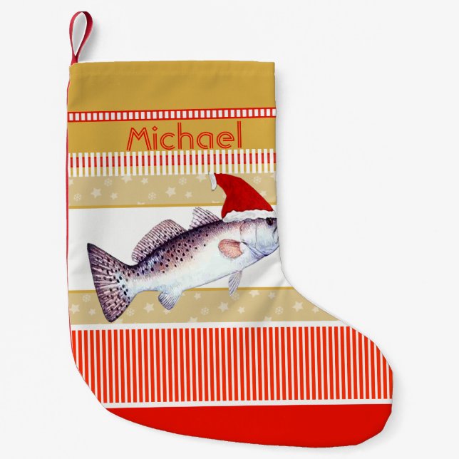 Speckled Trout Santa Small Christmas Stocking (Front)
