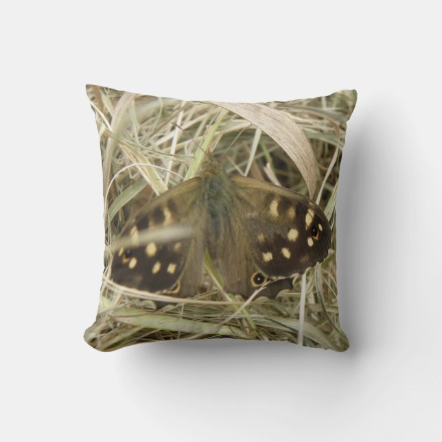 Speckled Wood Butterfly Pillow (Front)