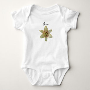 Speckled Yellow Lily Flower Personalized Baby Bodysuit
