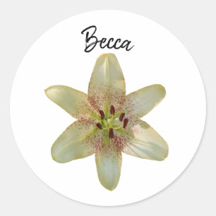 Speckled Yellow Lily Flower Personalized Classic Round Sticker