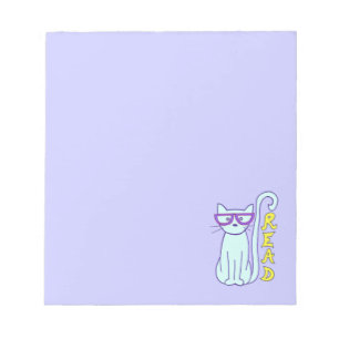 Spectacle Cat with Purple Glasses with Read sign Notepad
