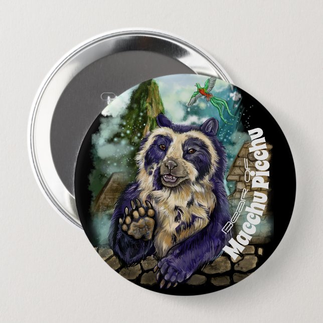 Spectacled Bear 4 Inch Round Button (Front & Back)