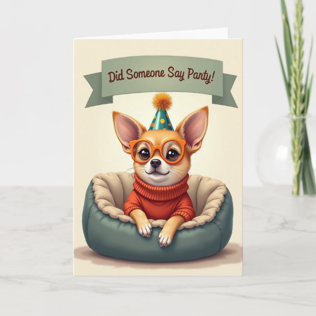 Spectacled Dog Birthday Card (Front)