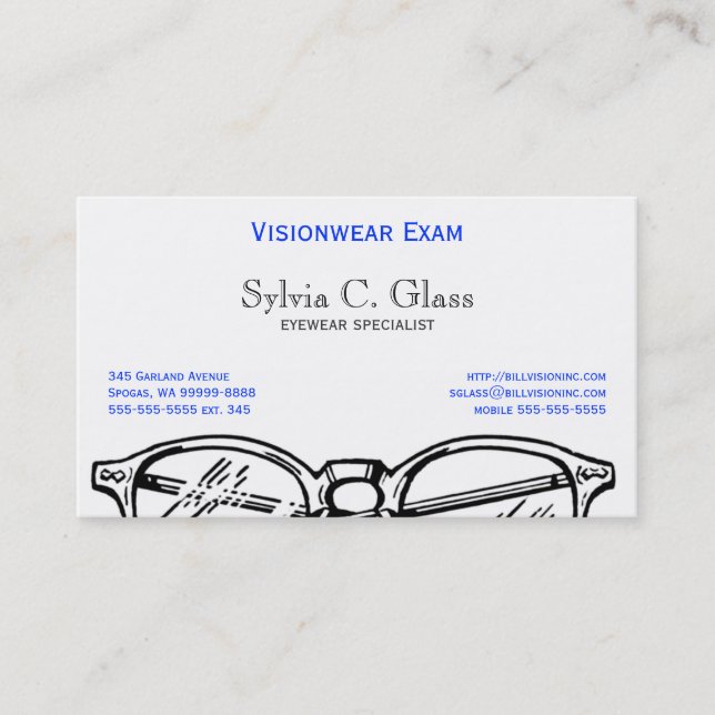 Spectacles Eyewear Optical Vision Business Card (Front)