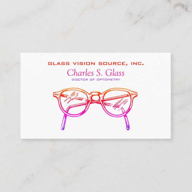 Spectacles Eyewear Optical Vision Rainbow Gradient Business Card (Front)