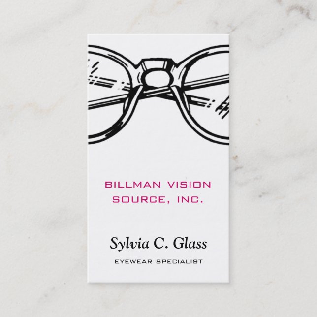 Spectacles Eyewear Optical Vision Vertical Business Card (Front)