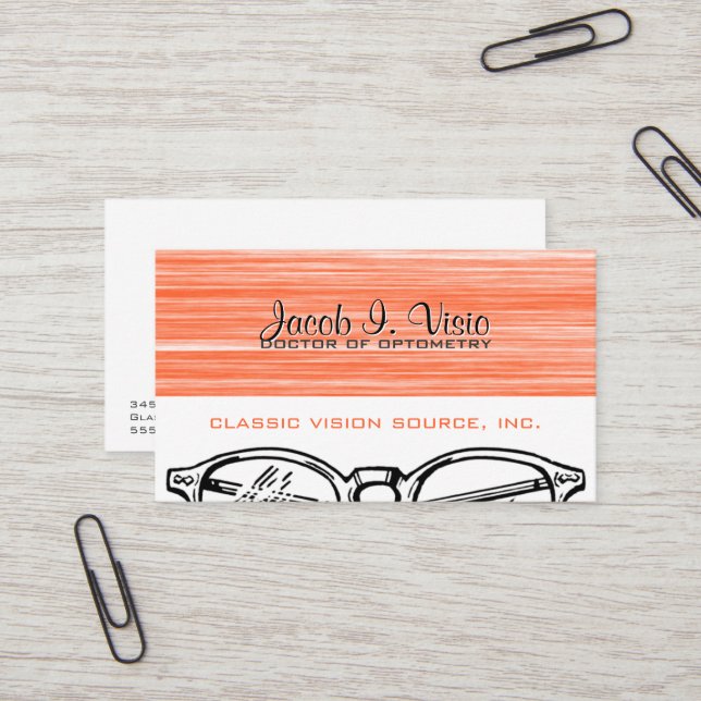 Spectacles Eyewear Optometry Vision Scratchy Business Card (Front/Back In Situ)