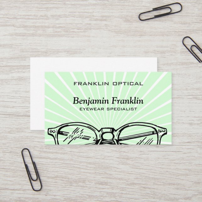 Spectacles Eyewear Sunburst Optical Vision Business Card (Front/Back In Situ)