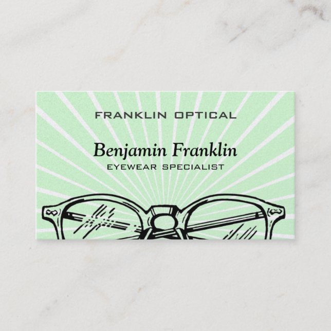 Spectacles Eyewear Sunburst Optical Vision Business Card (Front)