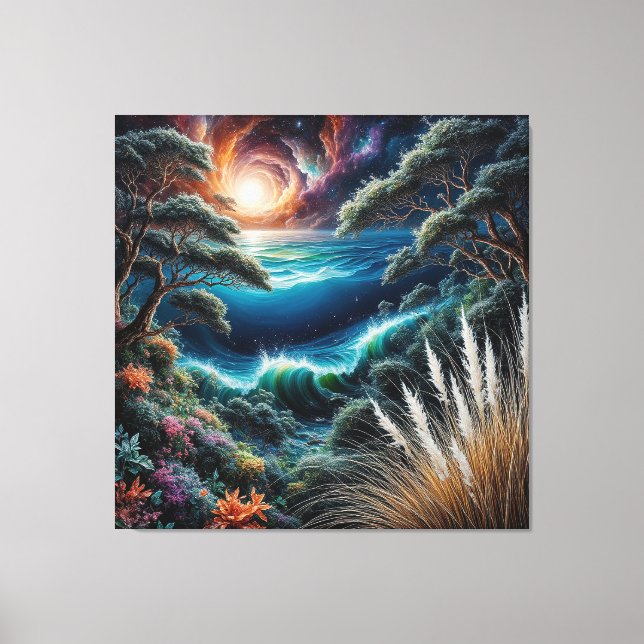 Spectacular Fantasy Scene of Ocean Waves Canvas Print (Front)